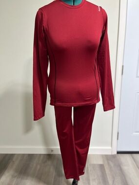 Reebok Maroon Long Sleeve Active Top and Pants